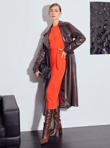 MOTF PREMIUM WOOL-MIX CUT OUT SWEATER DRESS - Orange - View 4