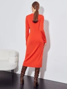 MOTF PREMIUM WOOL-MIX CUT OUT SWEATER DRESS - Orange - View 6