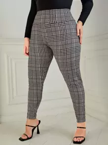 SHEIN Essnce Quần lót kích thước lớn Sọc ca rô Giải trí - màu nâu - Xem 3