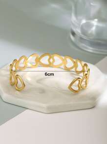 1 Thép Không Gỉ Thời Trang Khoét Hở Trái Tim Trang Trí Vòng Tay Lắc Tay Nữ Trang Trí Hàng Ngày - Vàng - Xem 4