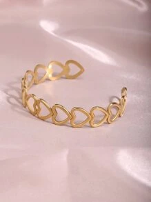 1 Thép Không Gỉ Thời Trang Khoét Hở Trái Tim Trang Trí Vòng Tay Lắc Tay Nữ Trang Trí Hàng Ngày - Vàng - Xem 2