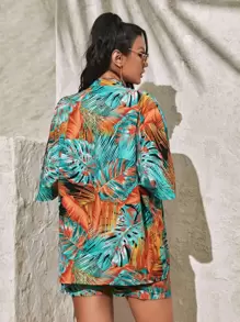 SHEIN VCAY Bộ đồ hai mảnh nữ Thắt nút Nhiệt đới Boho - Nhiều màu - Xem 2