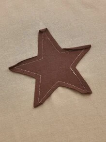 SHEIN ICON Star Patched Crop Tee - Khaki - View 3