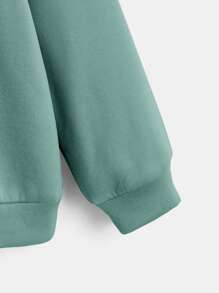 SHEIN Cậu bé Tween Đồ họa Chữ cái Áo pull ấm áp & Quần nỉ - Màu xanh Cadet - Xem 6
