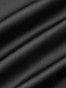 SHEIN Privé Plus Contrast Lace Tie Neck Flounce Sleeve Blouse - Black - View 4