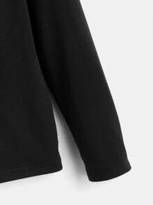 SHEIN Boys Mock Neck Patch Detail Tee - Black - View 3