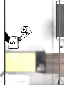 1 pieza (20*30cm) Pegatina de señalización de baño - Negro - Ver 3