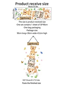 1pc Cat & Butterfly Pattern Door Sticker, Cartoon Cute Adhesive Wall Sticker For Home Decor, Stickers, Wall Decal, Vinyl Decal For Home Decorations, Spring Decoration Items Refresh Your Home, Rama Decoration Stickers Gifts Birthday Graduation - Multicolor - View 8