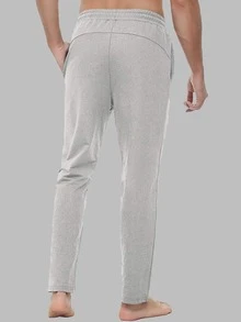 Hombres Pantalones deportivos de cintura con cordón con bolsillo con cremallera - Gris Claro - Ver 2