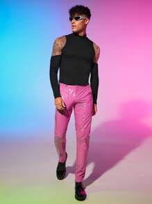 FeverCity Men Cold Shoulder Solid Tee - Black - View 7