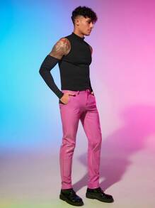 FeverCity Men Cold Shoulder Solid Tee - Black - View 8