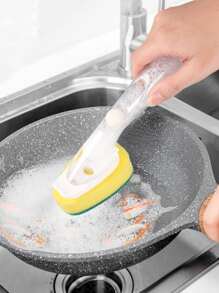 1pc Liquid Filling Cleaning Sponge, Multifunction Pot Cleaning Brush For Kitchen - Multicolor - View 4