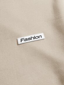 Manfinity VCAY Men Letter Patched Hoodie & Joggers Set - Khaki - View 4