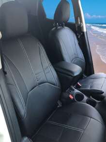 9pcs Stitch Detail Car Seat Cover - Black - View 2