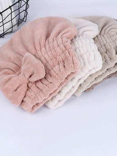1pc Random Color Thickened Hair Drying Towel, Absorbent Shower Cap. Bathroom Item, Daily Wear.