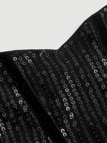 SHEIN MOD Sequin Decor Zip Back Crop Top - Black - View 8