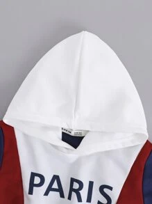 SHEIN Boys Letter Graphic Colourblock Hoodie & Joggers - Multicolor - View 7