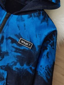 SHEIN 男童扎染字母图案拉链卫衣 - 彩色 - 查看 3