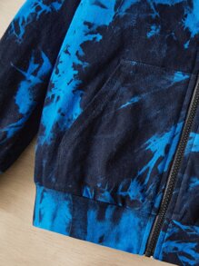 SHEIN 男童扎染字母图案拉链卫衣 - 彩色 - 查看 4