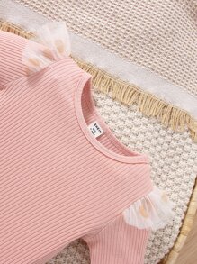 嬰兒荷葉邊連體衣和波卡圓點網紗覆蓋蝴蝶結半身裙附髮帶 - 彩色 - 查看 4