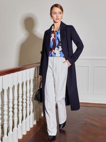 MOTF PREMIUM 粘膠混紡撞色縫線褲子 - 白色 - 查看 3