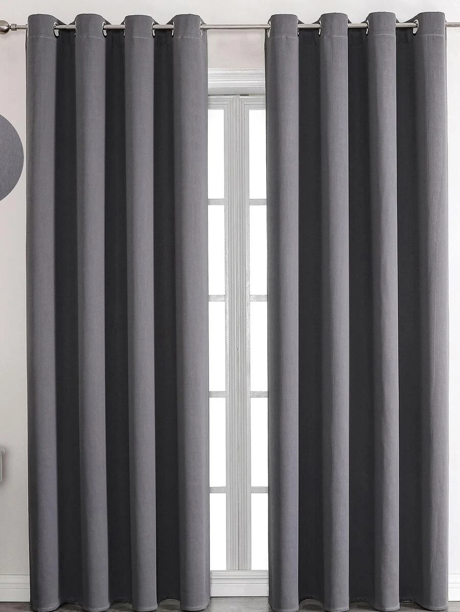 Solid Single Panel Blackout Curtain - Dark Grey - View 1