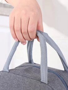 Bolsa de almuerzo con decoración de parche de letras de 1 pieza - Gris - Ver 5