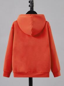 SHEIN 青少年男孩字母图案卫衣 - 橘色 - 查看 2