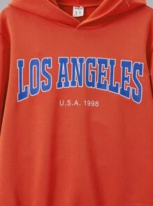 SHEIN 青少年男孩字母图案卫衣 - 橘色 - 查看 3