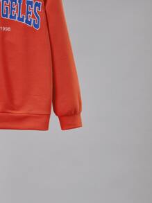 SHEIN 青少年男孩字母图案卫衣 - 橘色 - 查看 4