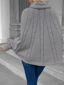 SHEIN Unity Cowl Neck Batwing Sleeve Jumper - Grey - View 2