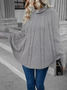 SHEIN Unity Cowl Neck Batwing Sleeve Jumper - Grey - View 8