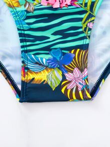 Swim Vcay 印花前繫帶連體泳衣 - 彩色 - 查看 7