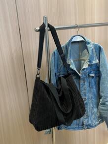 Fuzzy, Soft, Plush Minimalist Fluffy Shoulder Tote Bag For Girls, Women, College Students, Rookies & White-collar Workers For Work, Office, Commute, For Autumn & Winter, Warm Winter, Outdoors - Black - View 9