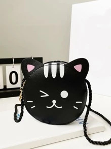 Trẻ em Mini Hình con mèo Túi đeo chéo Ví tiền xu , Đúng mốt Và Dễ thương - màu đen - Xem 1