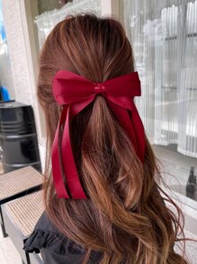 DAZY Bow Decor Hair Clip Cute - Red - View 5