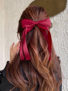 DAZY Bow Decor Hair Clip Cute - Red - View 6
