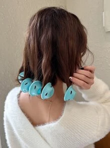 DAZY 易于使用的实用发型设计工具，蘑菇硅胶发型滚筒 - 藍色 - 查看 4