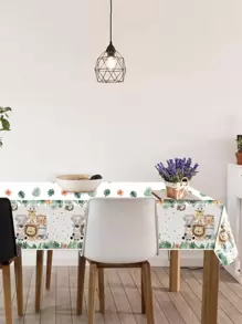 1pc Lion & Leaf Pattern Disposable Table Cover, Cartoon Disposable Tablecloth For Birthday Party - Multicolor - View 1
