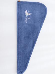 1pc Moon & Letter Embroidery Hair Drying Cap - Blue - View 3