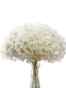 10pcs Artificial Hydrangea, White Fake Flower Bundle For Wedding, Home Decor - White - View 1