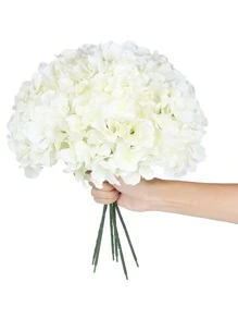 10pcs Artificial Hydrangea, White Fake Flower Bundle For Wedding, Home Decor - White - View 2