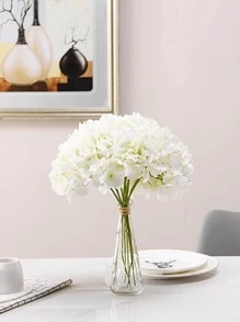 10pcs Artificial Hydrangea, White Fake Flower Bundle For Wedding, Home Decor - White - View 5