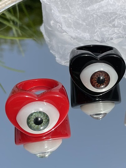 1 pezzo Anello casuale con modello dell'occhio decorato a cuore