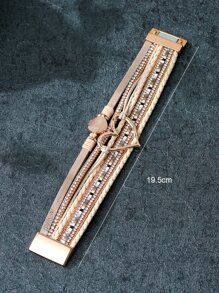 水钻和心形装饰多层手链 情人节、妈妈、母亲、母亲节、礼物 - 彩色 - 查看 3