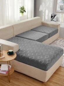 1入組樹葉提花有彈性沙發座墊套 - 深灰色 - 查看 5