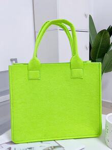 Minimalist Neon-green Shoulder Tote Bag - Green - View 2