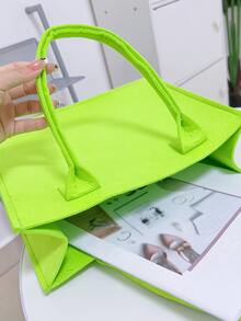 Minimalist Neon-green Shoulder Tote Bag - Green - View 3