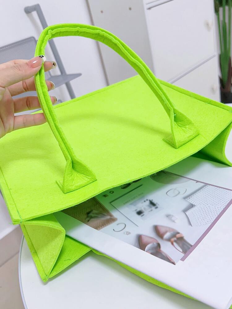 極簡風格熒光綠單肩托特包 - 綠色 - 查看 3