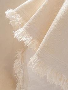 1pc Chenille Solid Color Tasseled Sofa Cover, Woven Crafted Anti-Scratch, Suitable For Living Room, Bedroom, Office, New Home Decor, Old Sofa Decor, Fits 1/2/3/4 Seater Sofas - Beige - View 4